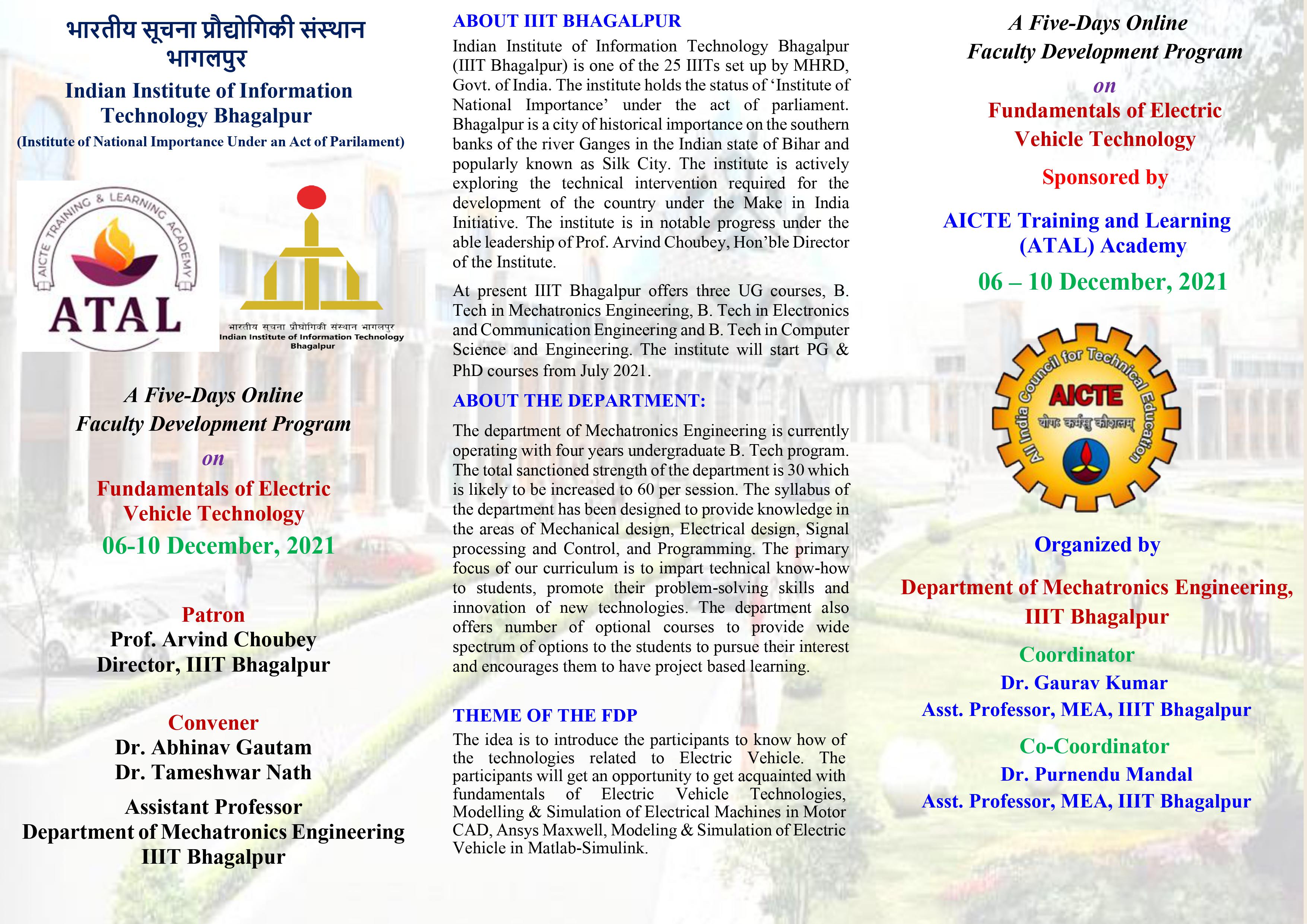 FDP on Fundamental of Electric Vehicle Technology | Indian Institute of ...